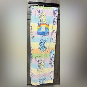 New Care Bears 60"x90" Care Bear Pastel Rainbow Striped Throw Blanket On Hanger